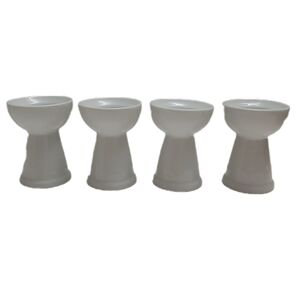🍒 Set of 4 Egg Cups Pedestal White Ceramic Minimalist Simple Cottagecore